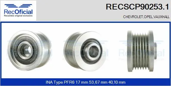 Belt Pulley, alternator (RECSCP90253.1)