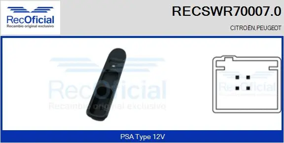 Switch, window regulator (RECSWR70007.0)