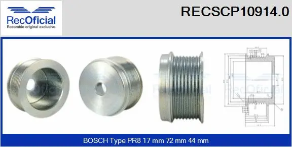 Belt Pulley, alternator (RECSCP10914.0)