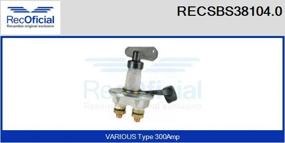 Main Switch, battery (RECSBS38104.0)