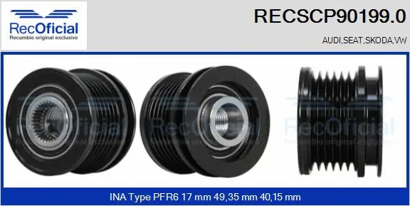 Belt Pulley, alternator (RECSCP90199.0)
