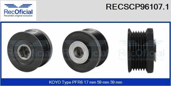Belt Pulley, alternator (RECSCP96107.1)