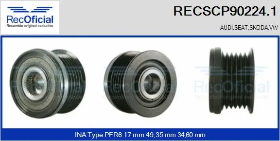 Belt Pulley, alternator (RECSCP90224.1)