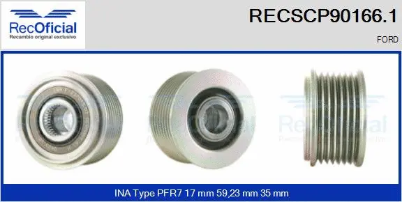 Belt Pulley, alternator (RECSCP90166.1)
