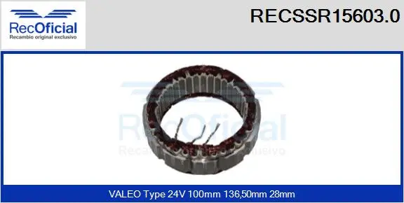 Stator, alternator (RECSSR15603.0)