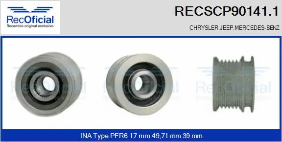 Belt Pulley, alternator (RECSCP90141.1)