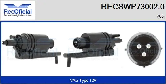 Washer Fluid Pump, window cleaning (RECSWP73002.0)