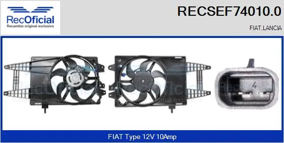 Electric Motor, radiator fan (RECSEF74010.0)