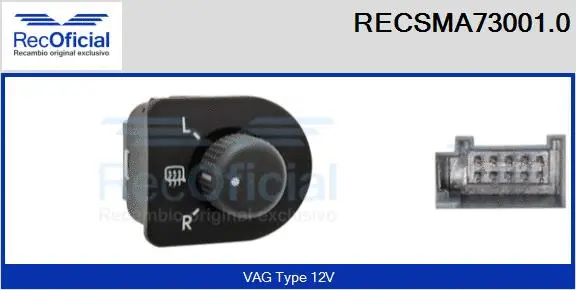 Switch, exterior rearview mirror adjustment (RECSMA73001.0)