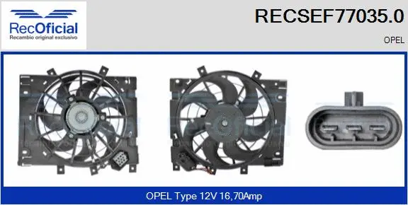 Electric Motor, radiator fan (RECSEF77035.0)