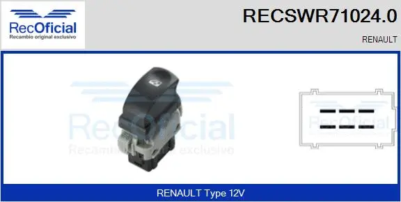 Switch, window regulator (RECSWR71024.0)