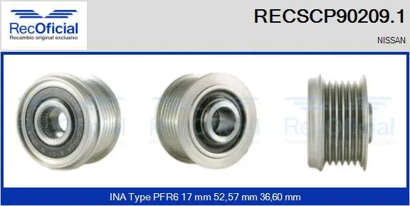 Belt Pulley, alternator (RECSCP90209.1)