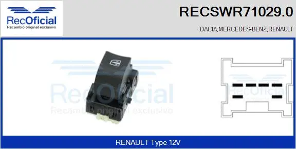 Switch, window regulator (RECSWR71029.0)