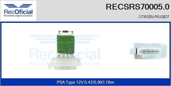 Resistor, interior blower (RECSRS70005.0)