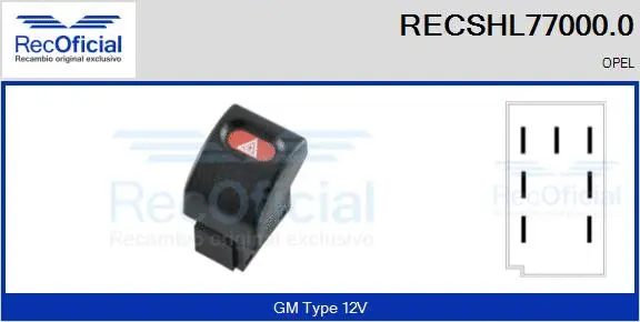 Hazard Warning Light Switch (RECSHL77000.0)