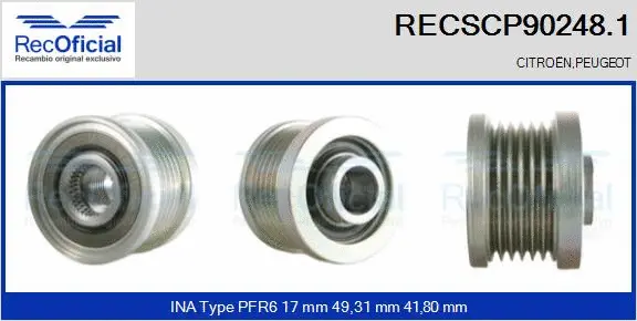 Belt Pulley, alternator (RECSCP90248.1)