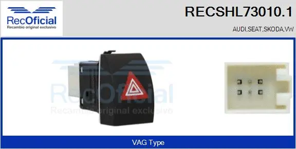 Hazard Warning Light Switch (RECSHL73010.1)