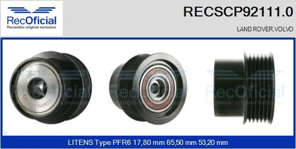 Belt Pulley, alternator (RECSCP92111.0)