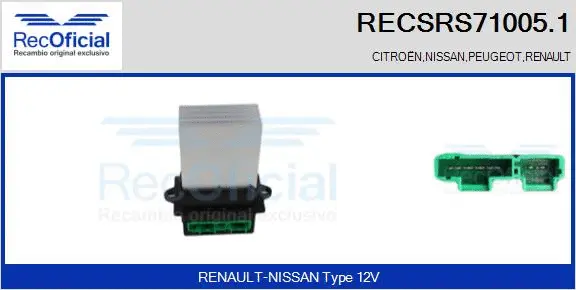 Resistor, interior blower (RECSRS71005.1)