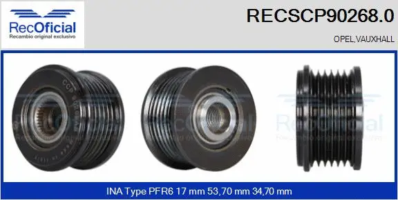 Belt Pulley, alternator (RECSCP90268.0)