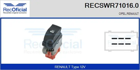 Switch, window regulator (RECSWR71016.0)