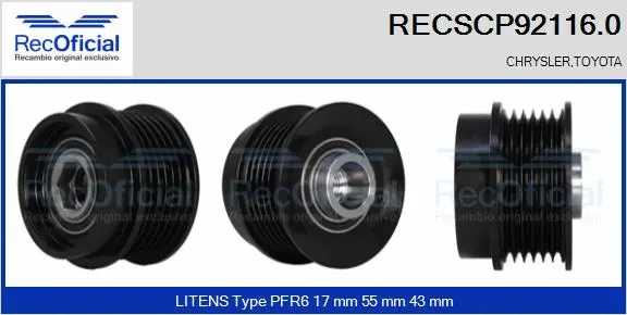 Belt Pulley, alternator (RECSCP92116.0)