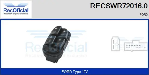 Switch, window regulator (RECSWR72016.0)