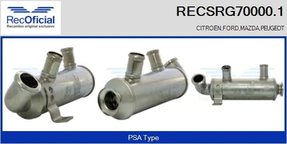 Cooler, exhaust gas recirculation (RECSRG70000.1)