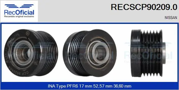 Belt Pulley, alternator (RECSCP90209.0)