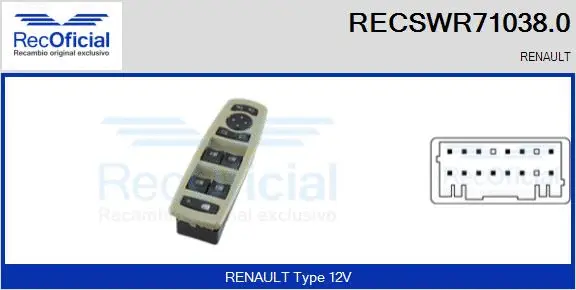 Switch, window regulator (RECSWR71038.0)