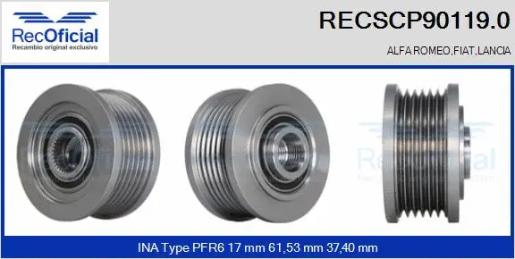 Belt Pulley, alternator (RECSCP90119.0)