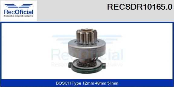 Pinion, starter (RECSDR10165.0)