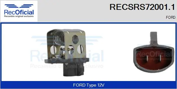 Series resistor, electric motor (radiator fan) (RECSRS72001.1)