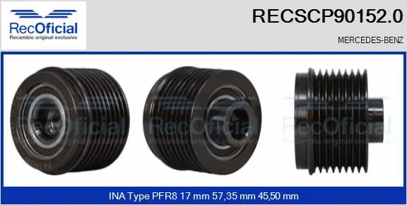 Belt Pulley, alternator (RECSCP90152.0)