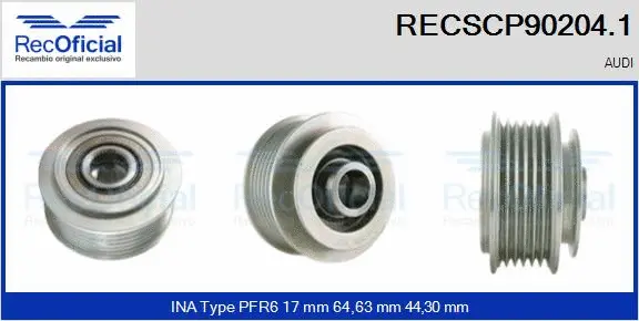 Belt Pulley, alternator (RECSCP90204.1)