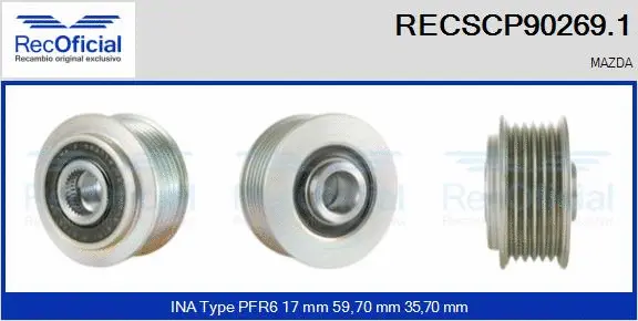 Belt Pulley, alternator (RECSCP90269.1)