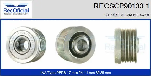 Belt Pulley, alternator (RECSCP90133.1)