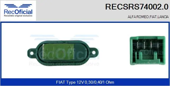 Resistor, interior blower (RECSRS74002.0)