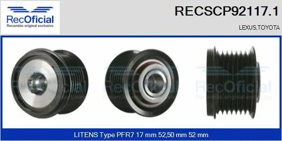 Belt Pulley, alternator (RECSCP92117.1)