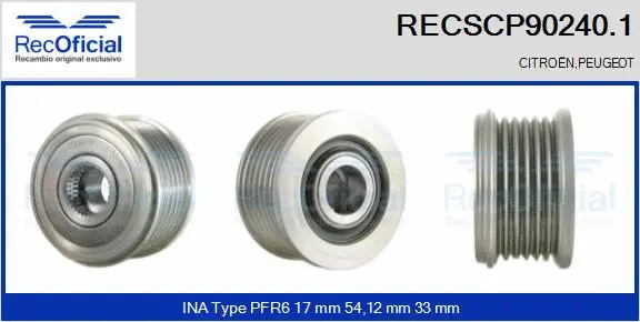 Belt Pulley, alternator (RECSCP90240.1)