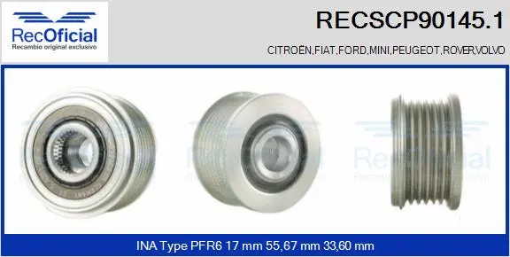 Belt Pulley, alternator (RECSCP90145.1)