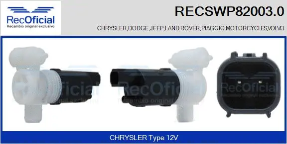 Washer Fluid Pump, window cleaning (RECSWP82003.0)