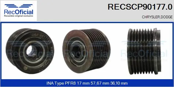 Belt Pulley, alternator (RECSCP90177.0)