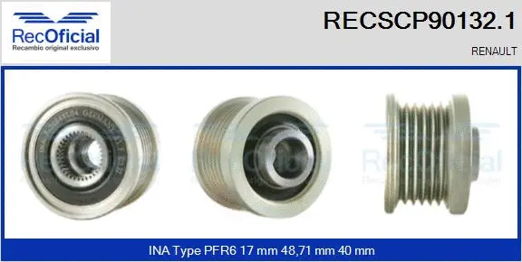 Belt Pulley, alternator (RECSCP90132.1)