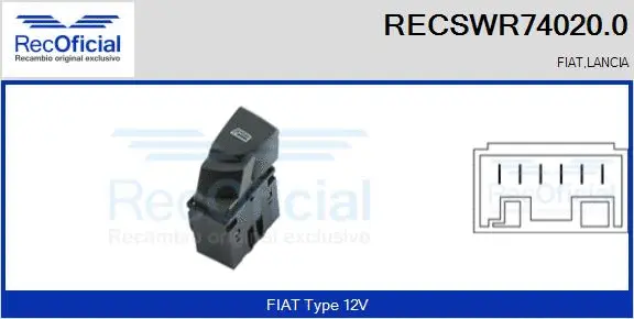 Switch, window regulator (RECSWR74020.0)