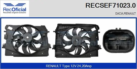 Electric Motor, radiator fan (RECSEF71023.0)