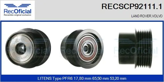Belt Pulley, alternator (RECSCP92111.1)