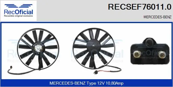 Electric Motor, radiator fan (RECSEF76011.0)