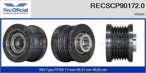 Belt Pulley, alternator (RECSCP90172.0)