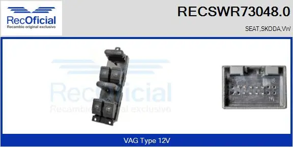 Switch, window regulator (RECSWR73048.0)